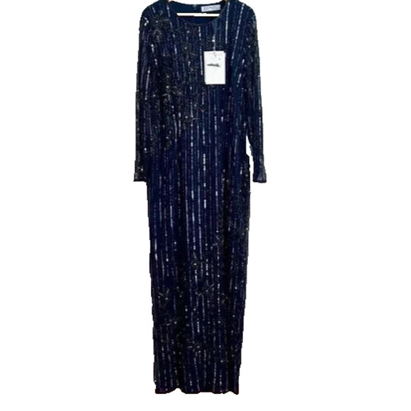 MAC DUGGAL 93626 EMBELLISHED‎ HIGH NECK ILLUSION LONG SLEEVE GOWN SZ 2 NEW - Picture 2 of 6